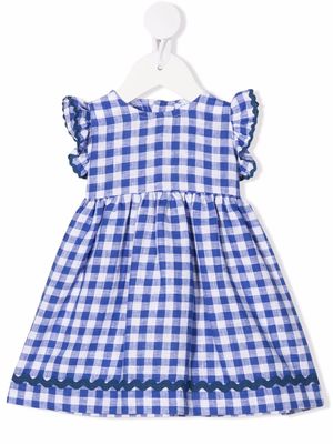 Siola gingham-print ruffle linen dress - Blue