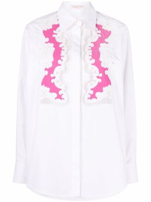 Valentino beaded-trim floral-detail tailored shirt - White