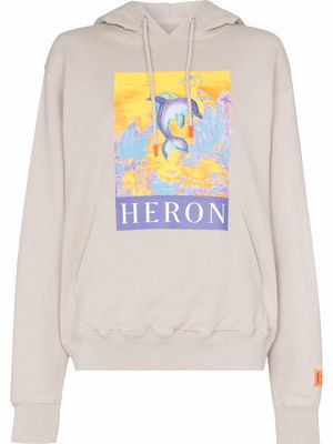 Heron Preston dolphin-print hoodie - Neutrals