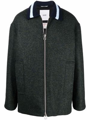 OAMC Milton striped-collar virgin wool jacket - Blue
