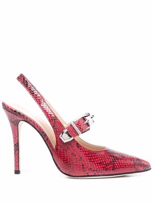 Alessandra Rich snakeskin-effect leather pumps - Red