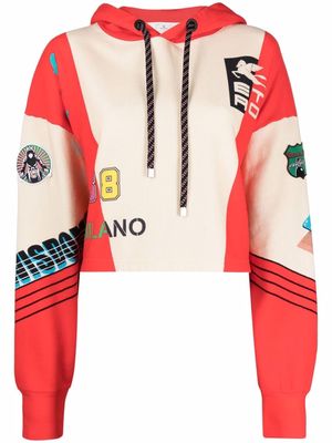 ETRO multi-print cropped hoodie - Red