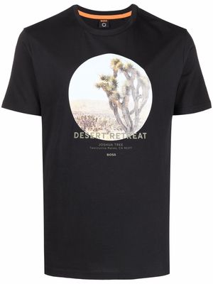 BOSS graphic-print cotton T-Shirt - Black