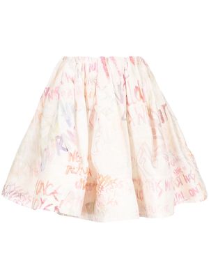 ZIMMERMANN sketch-print flared skirt - White
