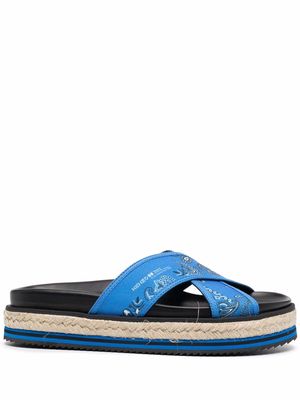 Kenzo bandana-print platform sandals - Blue
