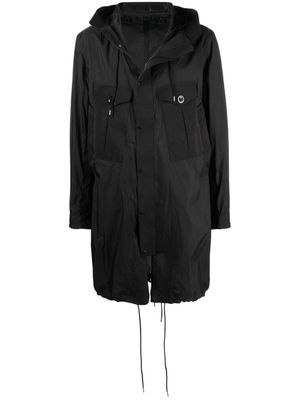 Ten C hooded midi raincoat - Black