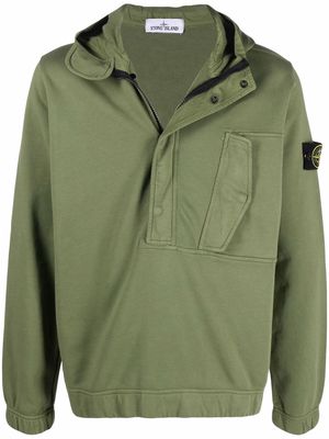 Stone Island Compass-patch fleece hoodie - Green
