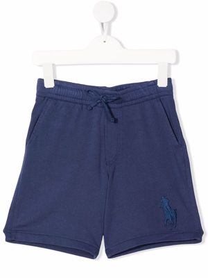 Ralph Lauren Kids Big Pony-embroidered track shorts - Blue