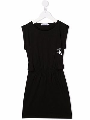 Calvin Klein Kids sleeveless logo-print jersey dress - Black