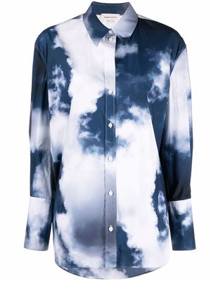Alexander McQueen cloud print cotton shirt - Blue