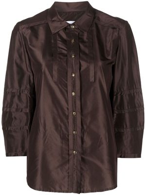 Oscar de la Renta satin-finish button-fastening shirt - Brown