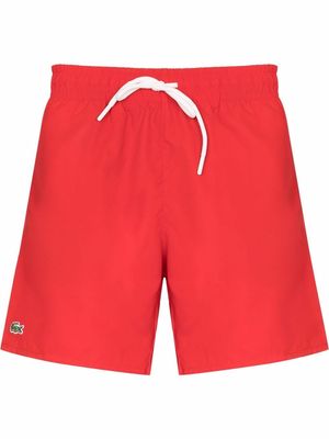 Lacoste logo-patch drawstring swim shorts - Red