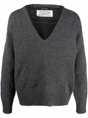 Raf Simons mesh-detail merino jumper - Grey