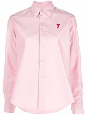AMI Paris embroidered-motif long-sleeve shirt - Pink