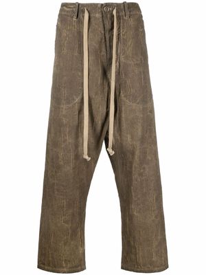 Uma Wang drawstring drop-crotch cotton pants - Brown