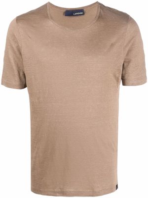 Lardini round-neck linen T-shirt - Neutrals