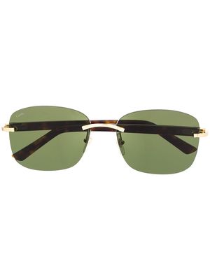 Cartier Eyewear C Décor rimless rectangular-frame sunglasses - Black