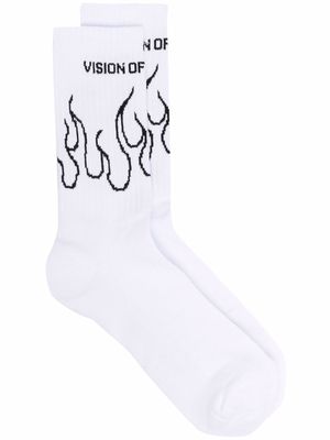 Vision Of Super flame-print ankle socks - White