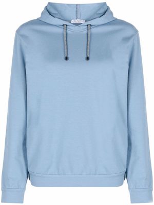 Brunello Cucinelli jersey-cotton pullover hoodie - Blue