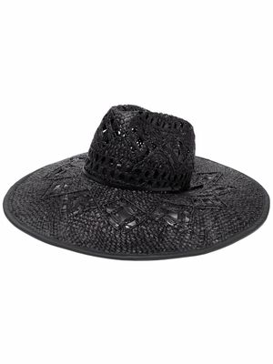 catarzi wide brim raffia hat - Black
