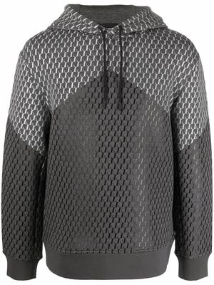 Emporio Armani geometric-print rib-trimmed hoodie - Grey