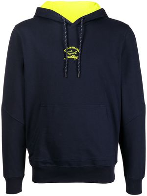 Paul & Shark logo-print cotton-blend hoodie - Blue