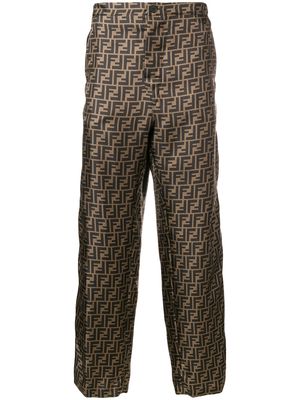 Fendi FF logo patterned trousers - Brown