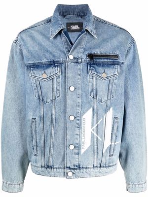 Karl Lagerfeld logo print denim jacket - Blue