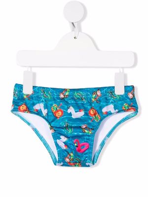 Siola water-print swimming trunks - Blue