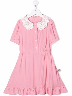 Nº21 Kids lace-collared A-line dress - Pink