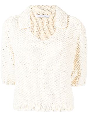 Le 17 Septembre open-collar purl-knit top - White