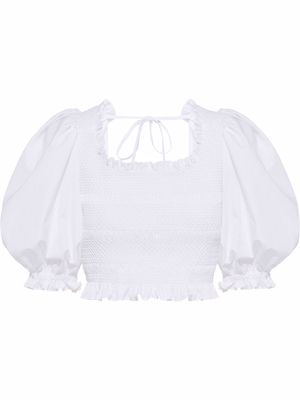 Miu Miu embroidered cropped blouse - White