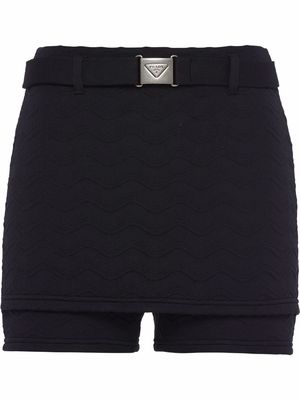 Prada jacquard belted mini shorts - Black