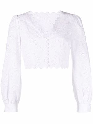 Michael Michael Kors floral broderie-anglaise crop shirt - White