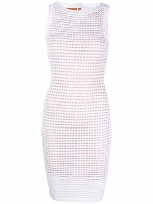 Genny sleeveless open-knit mini dress - White