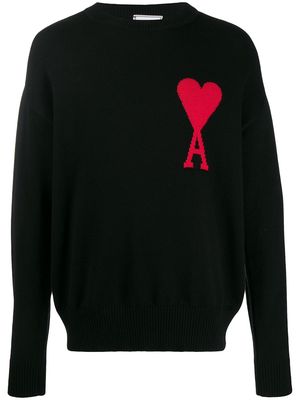 AMI Paris Ami de Coeur intarsia jumper - Black