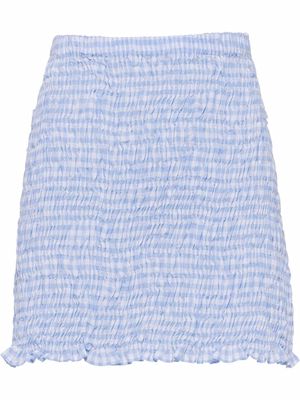 Miu Miu crinkled gingham mini skirt - Blue