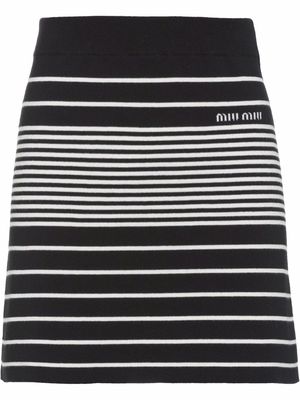 Miu Miu horizontal-stripe cotton mini skirt - Black