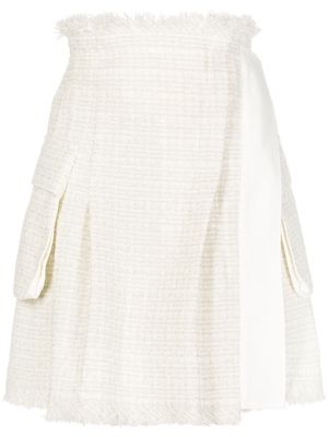 sacai tweed wrapped mini skirt - White