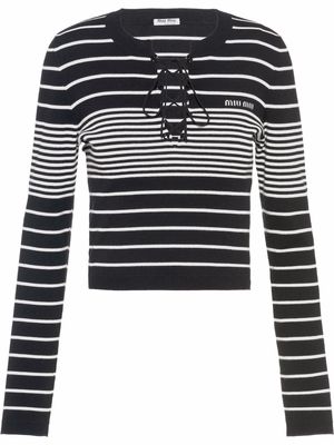Miu Miu knitted-stripe top - Black