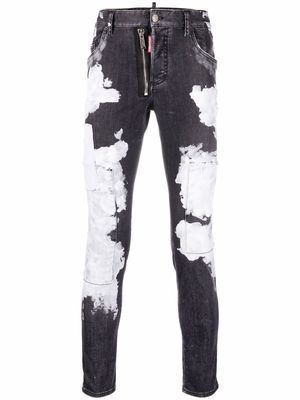 Dsquared2 distressed paint splatter skinny jeans - Black
