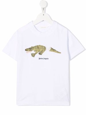 Palm Angels Kids crocodile logo T-shirt - White