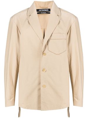 Jacquemus single-breasted cotton blazer - Brown