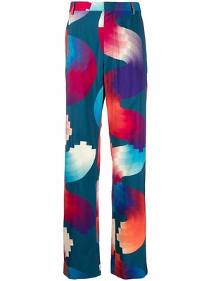 Marcelo Burlon County of Milan abstract-print wool trousers - Blue