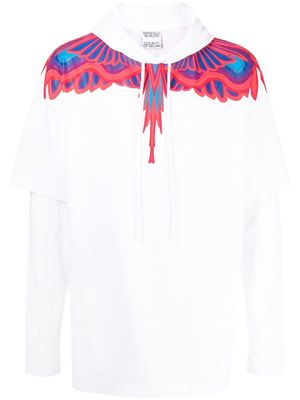 Marcelo Burlon County of Milan feather-print layered hoodie - White