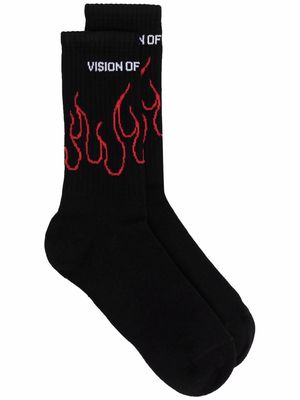 Vision Of Super flame-intarsia knit socks - Black