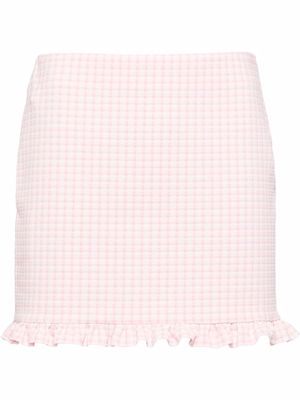 Miu Miu gingham check-print jersey mini skirt - Pink