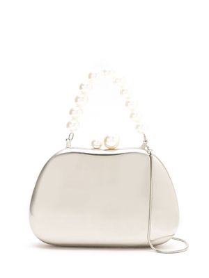 Isla metallic clutch bag with pearl detail - Silver