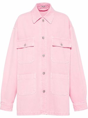 Miu Miu garment-dyed drill blouson jacket - Pink