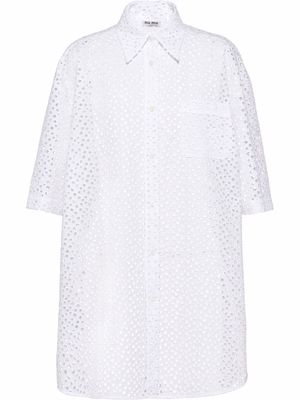 Miu Miu broderie anglaise shirt dress - White